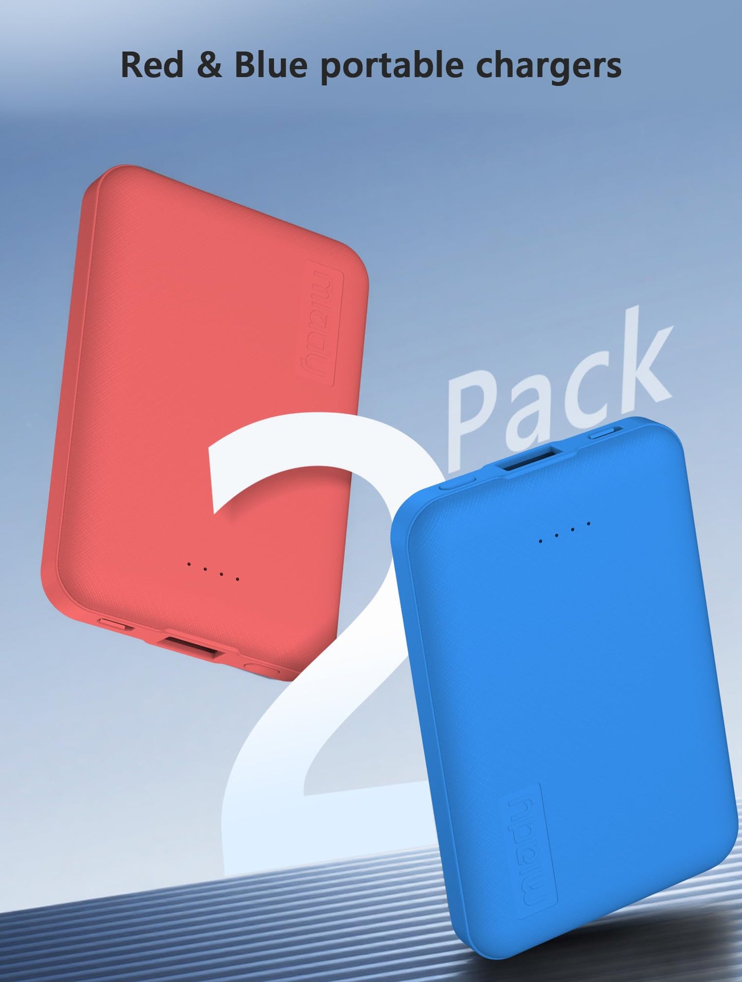 Miady 2 Pack 5000mAh Mini Portable Charger 5V USB C Output