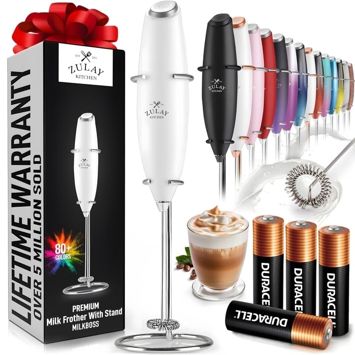Zulay Milk Frother Wand Handheld Electric Whisk For Coffee