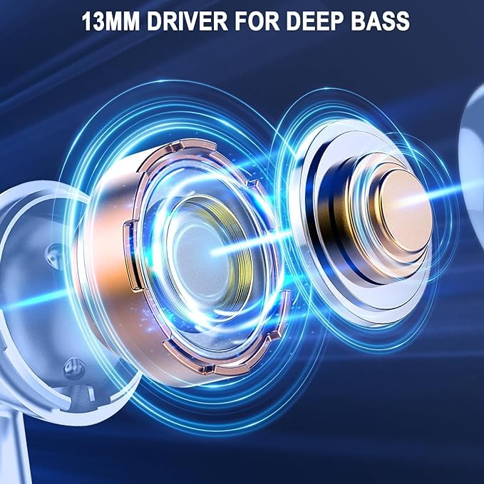 Wireless Earbuds, Bluetooth 5.4 Ear Buds LED Power Display Headphones Bass Stereo, Bluetooth Earbuds in-Ear Noise Cancelling Mic, 40H Playback Mini Case IP7 Waterproof Sports Earphones for Android iOS