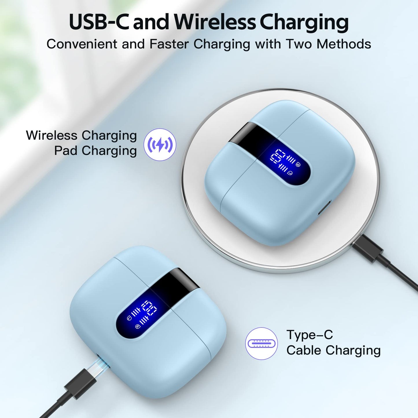 Tagry Bluetooth Earbuds True Wireless LED Power Display Case