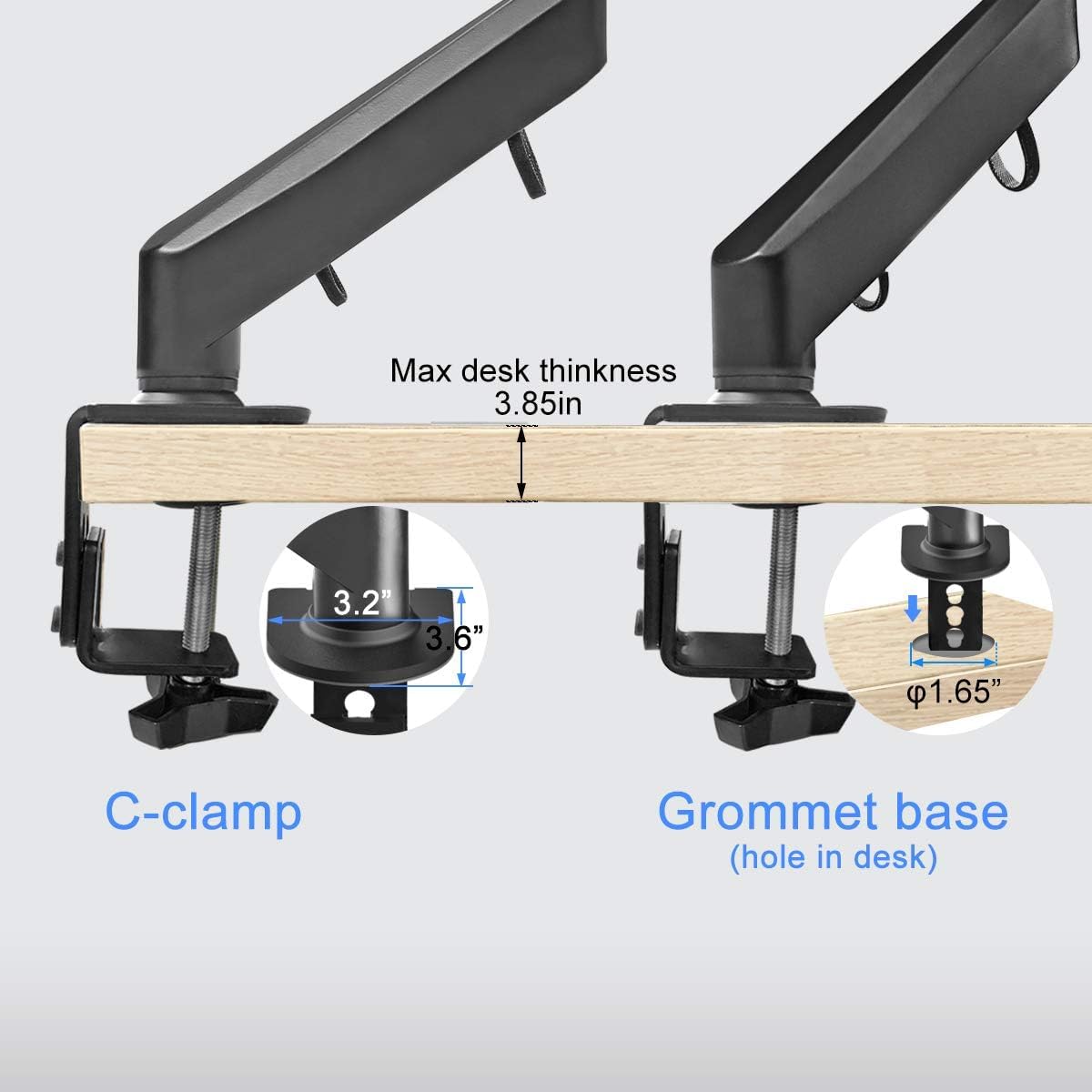 Suptek Gas Spring Monitor Arm Desk Mount Fits 17 to 32 Inch