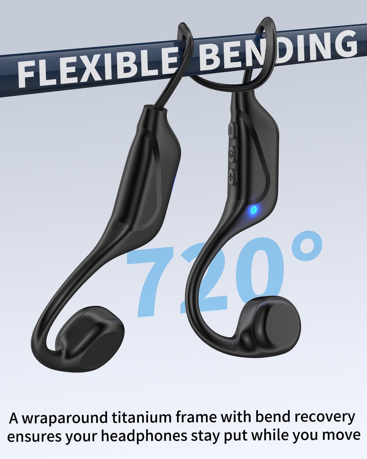Open Ear Bone Conduction Headphones Bluetooth 5.4 Mic