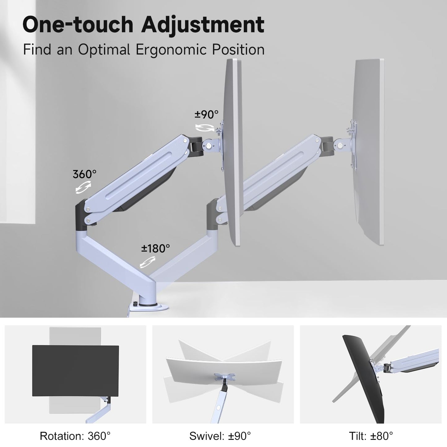 Suptek Gas Spring Monitor Arm Desk Mount Fits 17 to 32 Inch