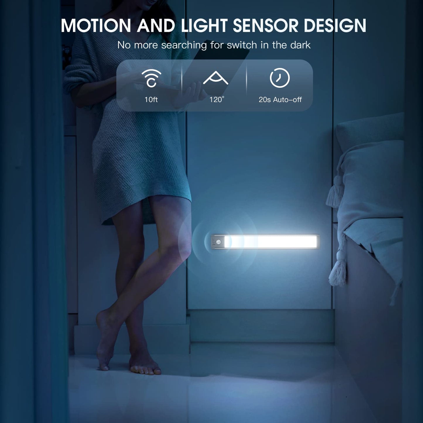 Rechargeable Motion Sensor Under Cabinet Lighting 2 Pack