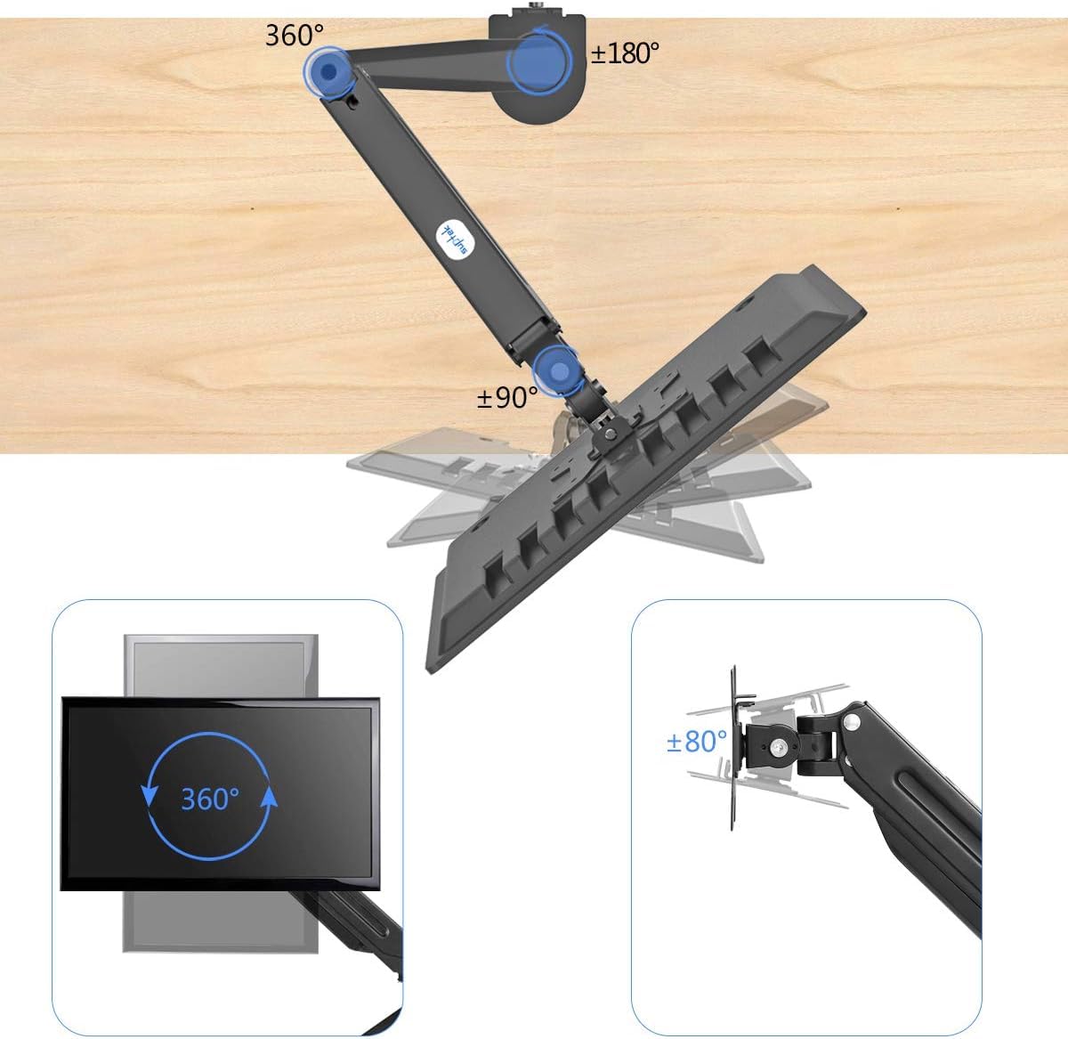 Suptek Gas Spring Monitor Arm Desk Mount Fits 17 to 32 Inch