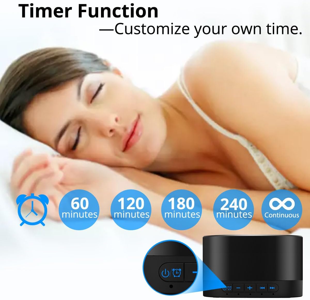 Magicteam White Noise Machine 20 Sounds 32 Levels Black