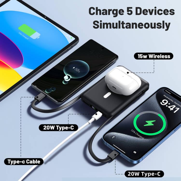 Azmuth 10000mAh Magnetic MagSafe Power Bank With LED Display