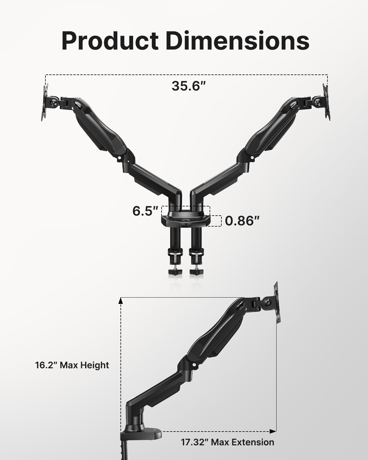 HUANUO Dual Monitor Stand 13 To 32 Inch VESA Desk Mount