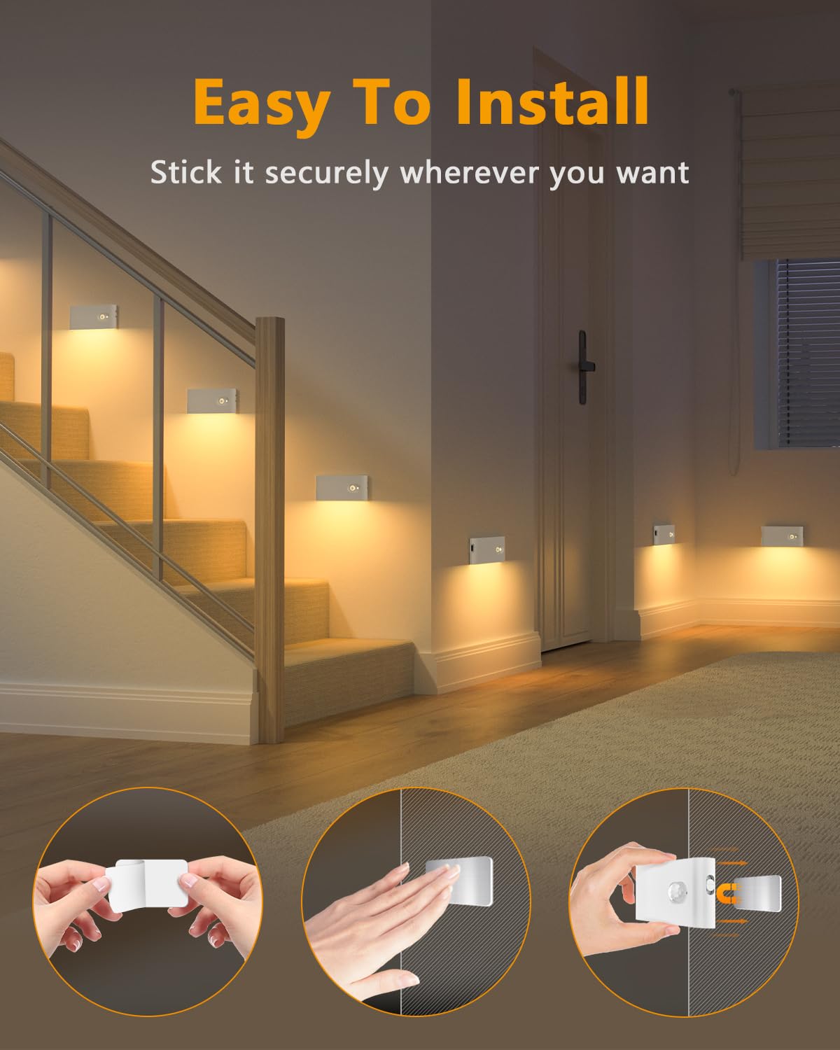 Willed Indoor Stair Lights 4 Pack Rechargeable Night Light