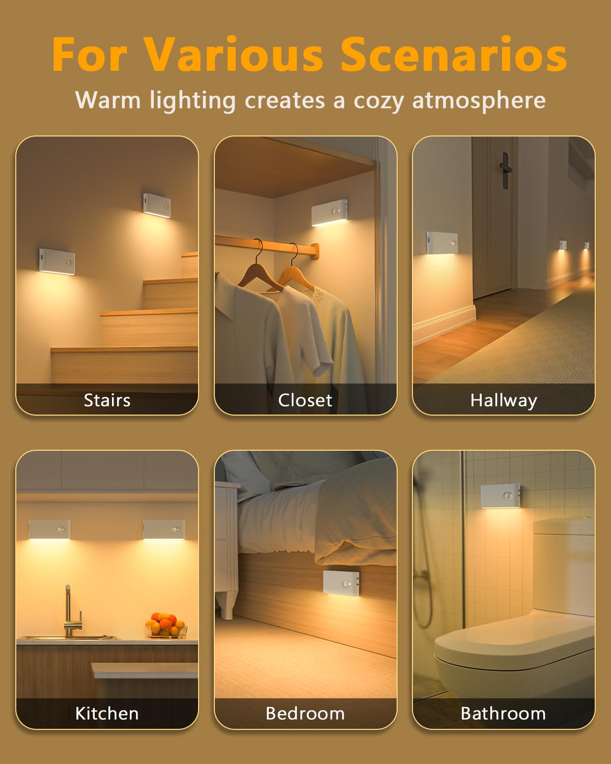Willed Indoor Stair Lights 4 Pack Rechargeable Night Light