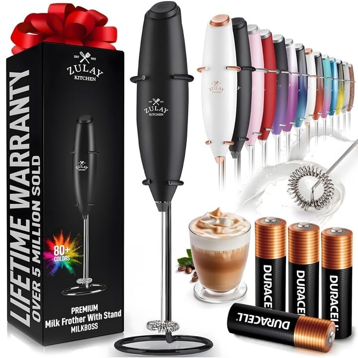 Zulay Milk Frother Wand Handheld Electric Whisk For Coffee