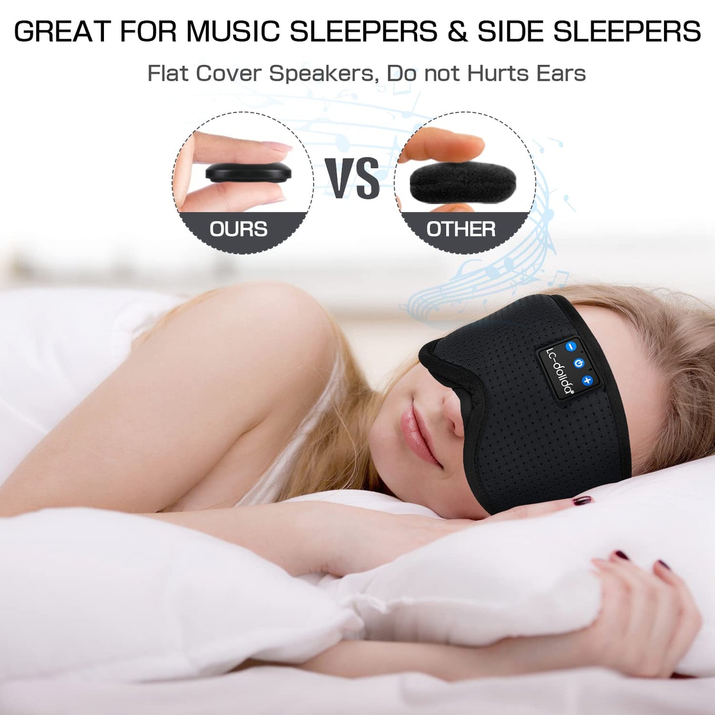 Sleep Headphones Bluetooth Eye Mask for Side Sleepers