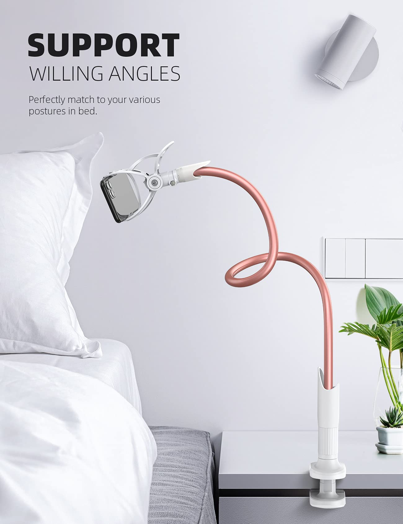 Lamicall Gooseneck Phone Holder for Bed Overhead Mount
