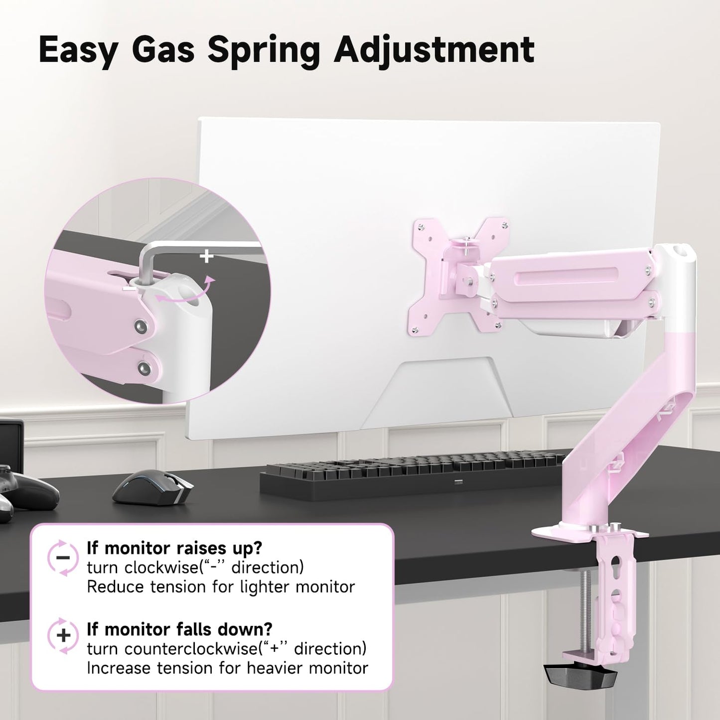 Suptek Gas Spring Monitor Arm Desk Mount Fits 17 to 32 Inch