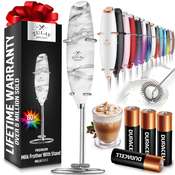 Zulay Milk Frother Wand Handheld Electric Whisk For Coffee