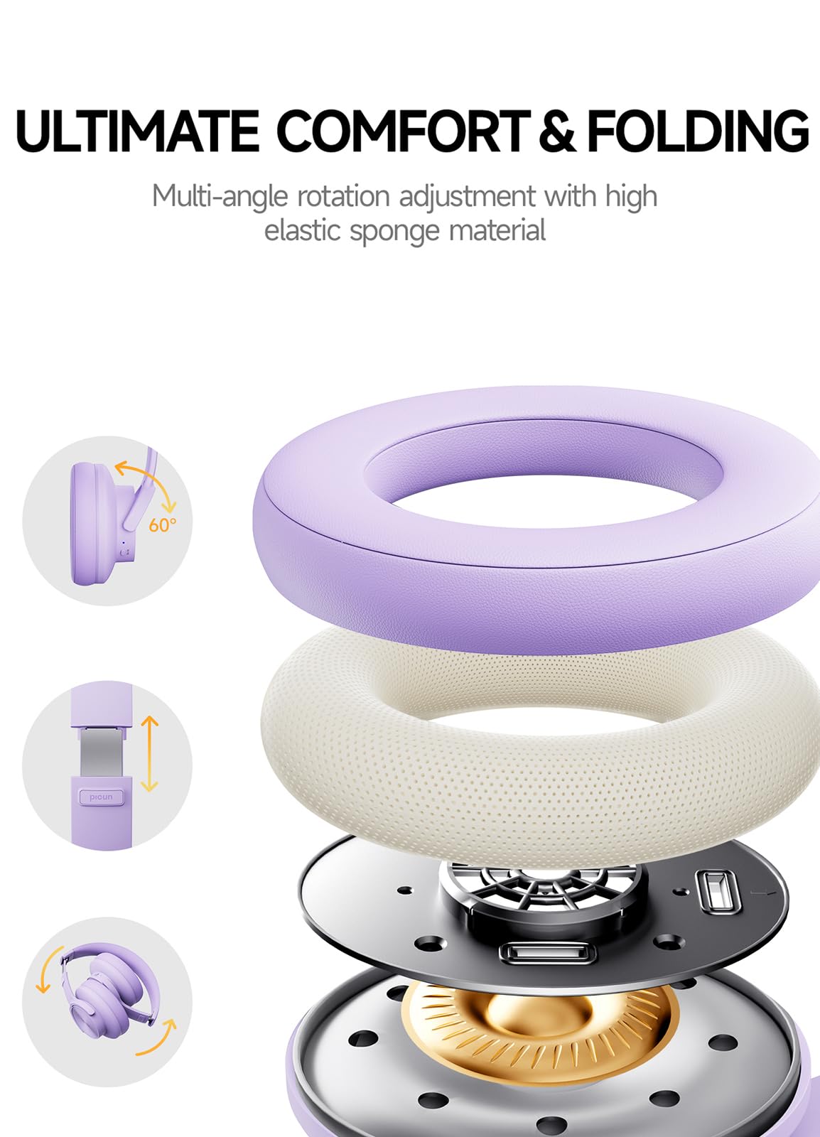 Picun B8 Bluetooth Headphones 120H Playtime With 3 EQ Modes