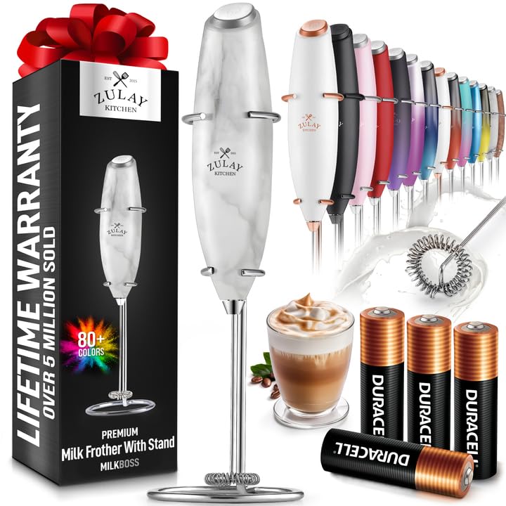Zulay Milk Frother Wand Handheld Electric Whisk For Coffee