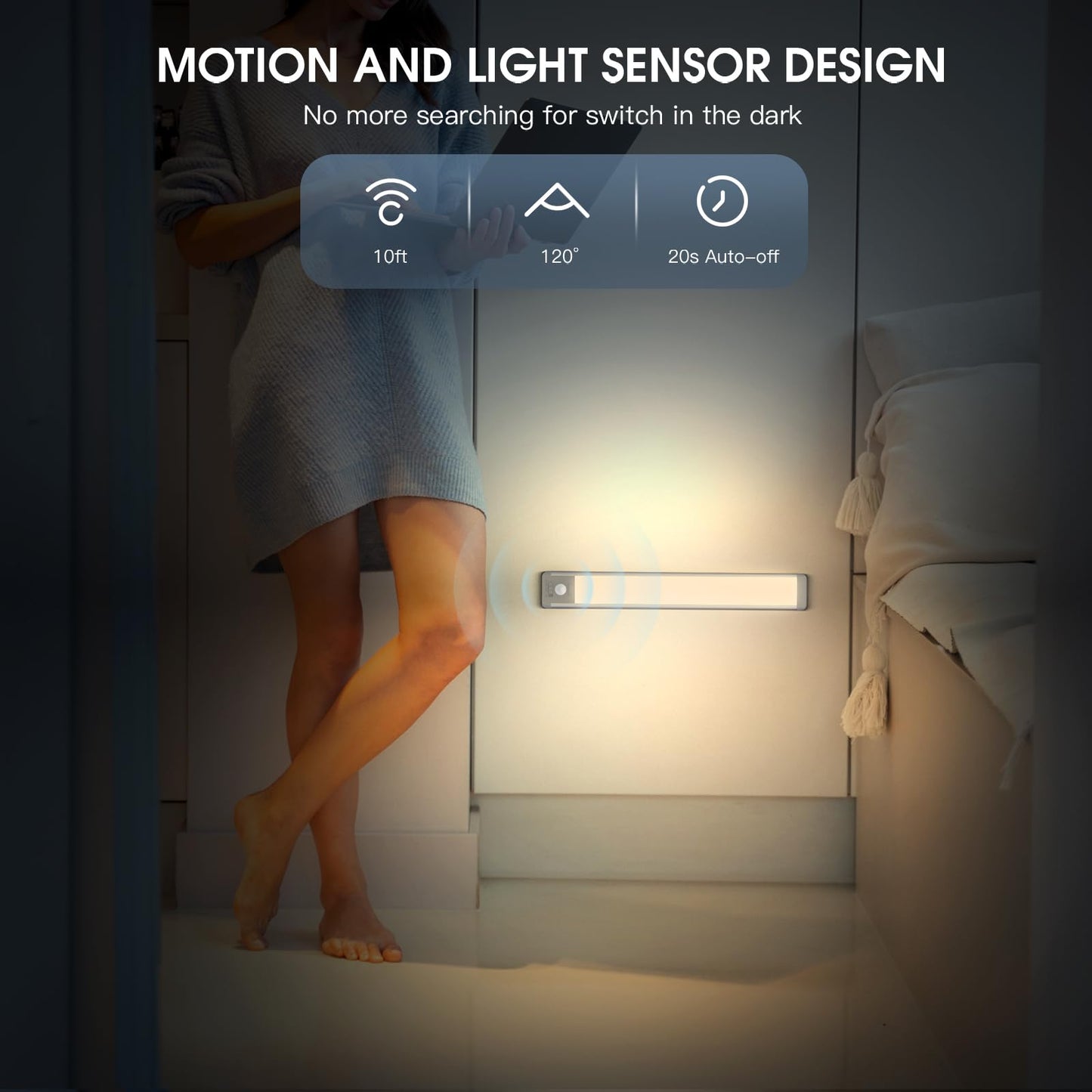 Rechargeable Motion Sensor Under Cabinet Lighting 2 Pack