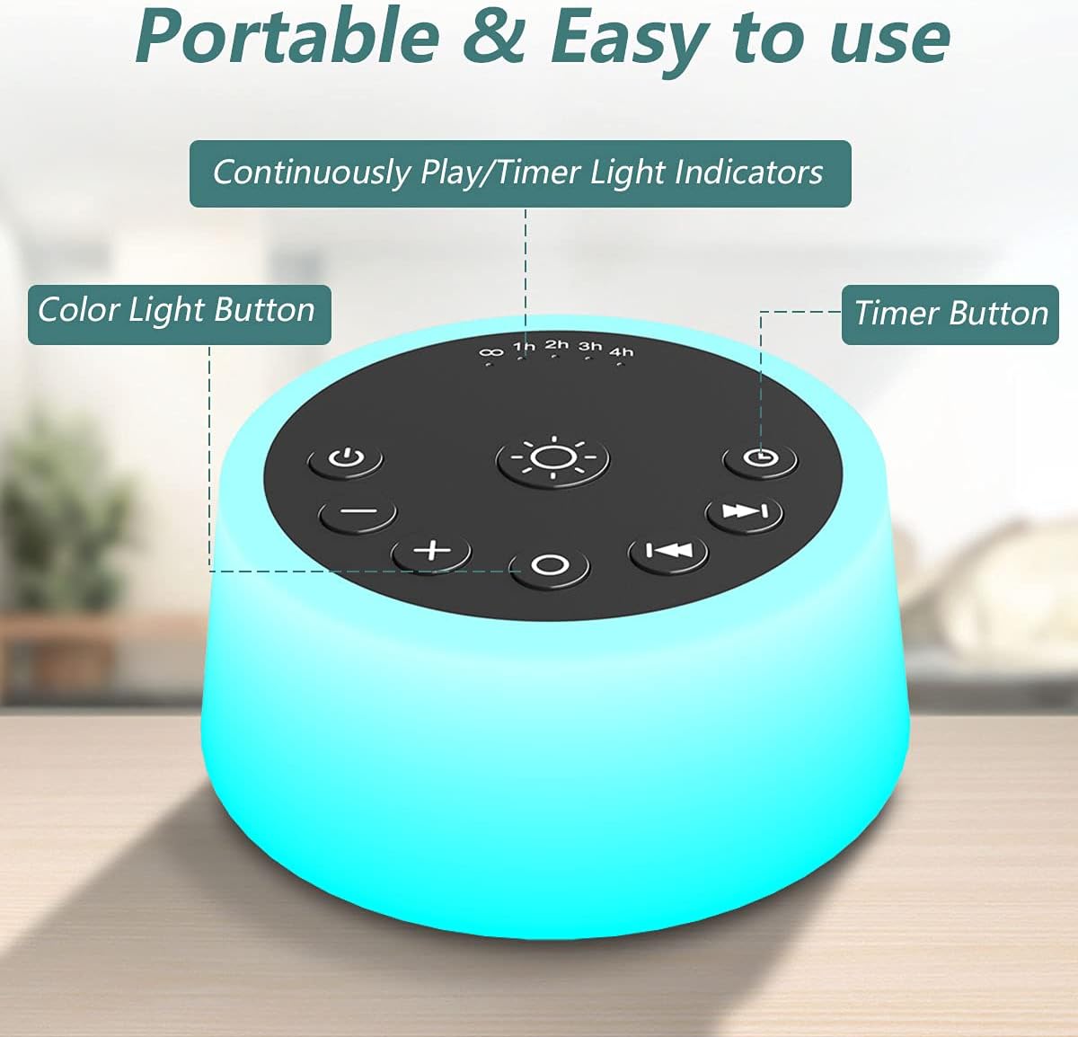 Color Noise Sound Machine With 10 Color Night Light