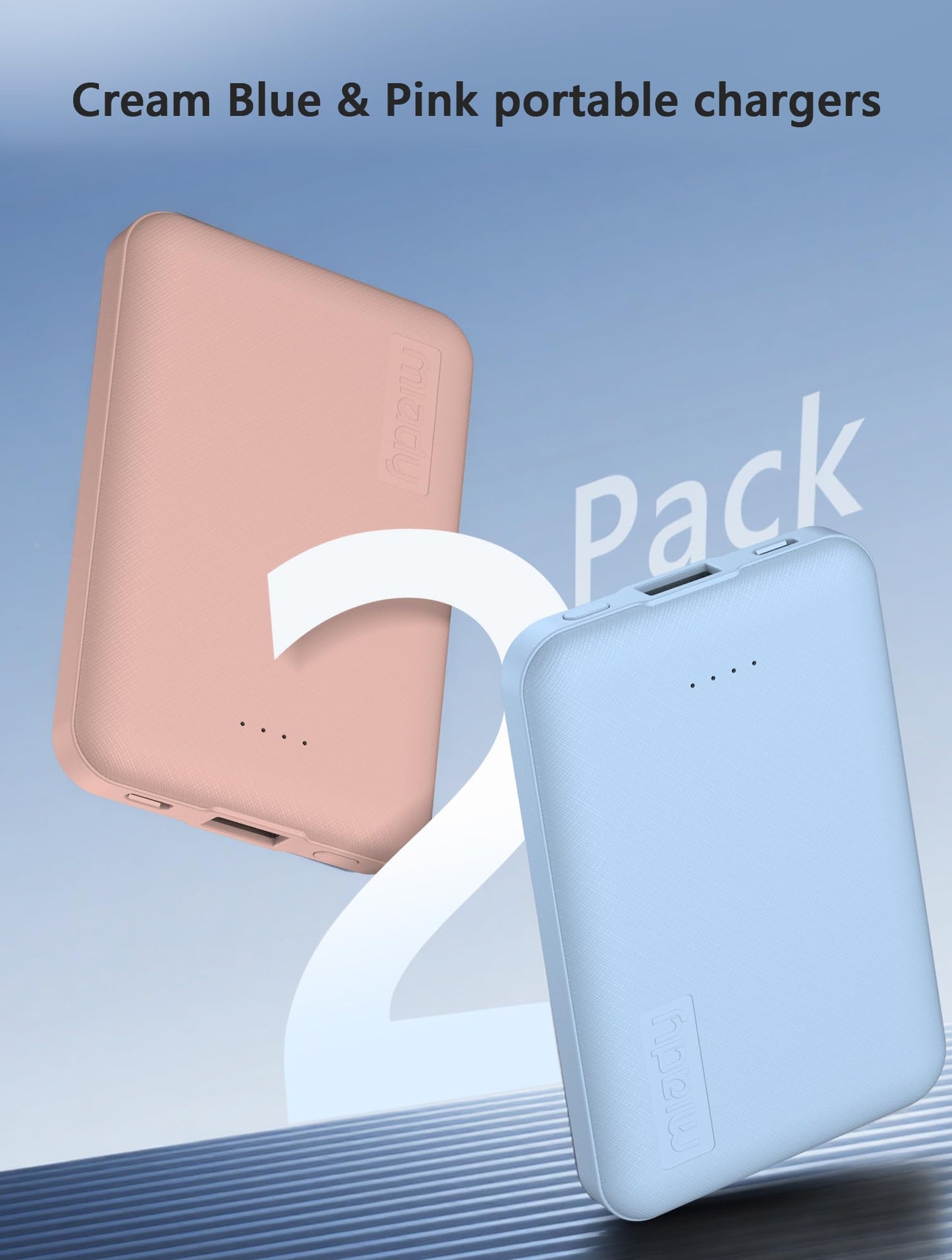 Miady 2 Pack 5000mAh Mini Portable Charger 5V USB C Output