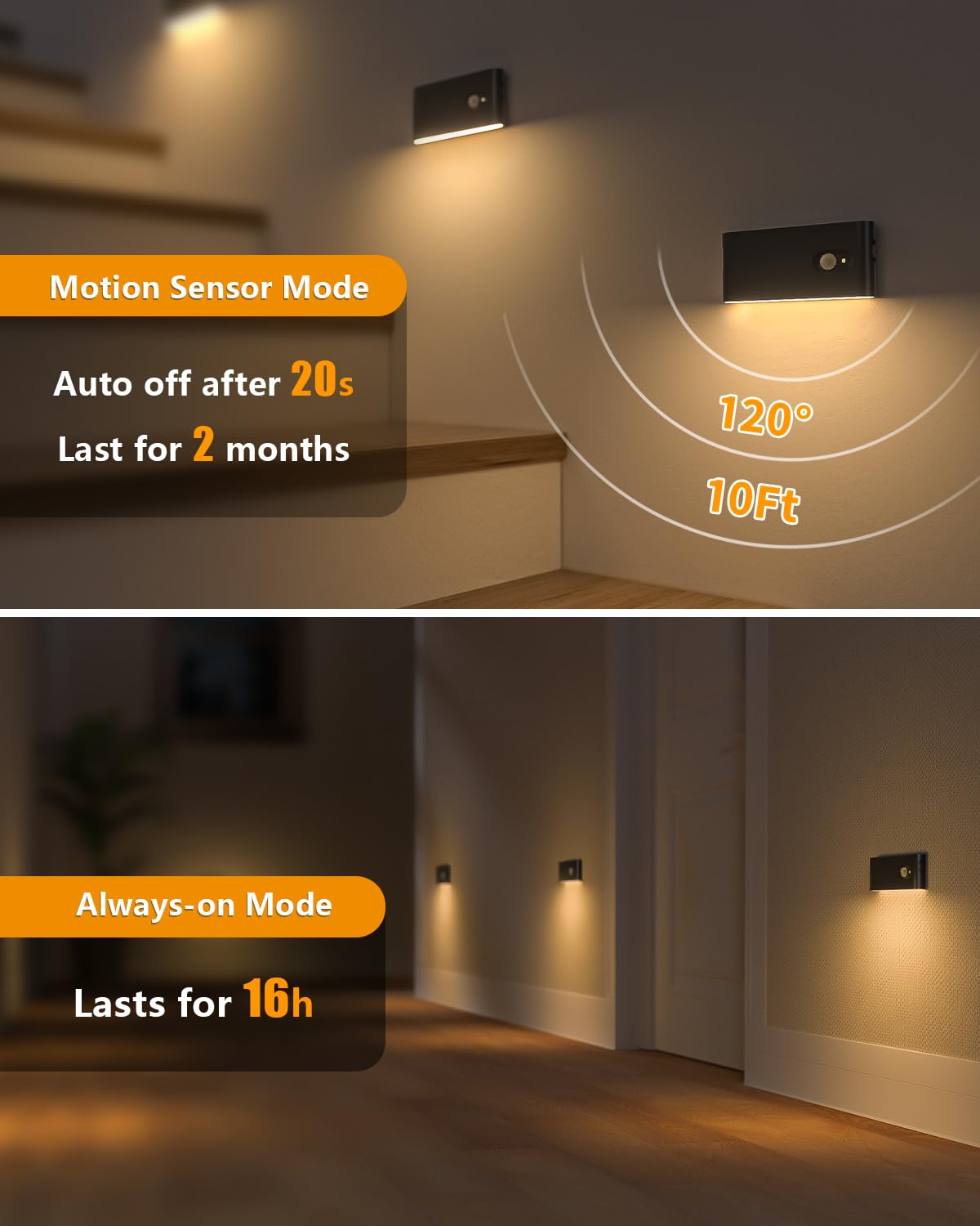 WILLED Motion Sensor Night Light Rechargeable Stair Lights