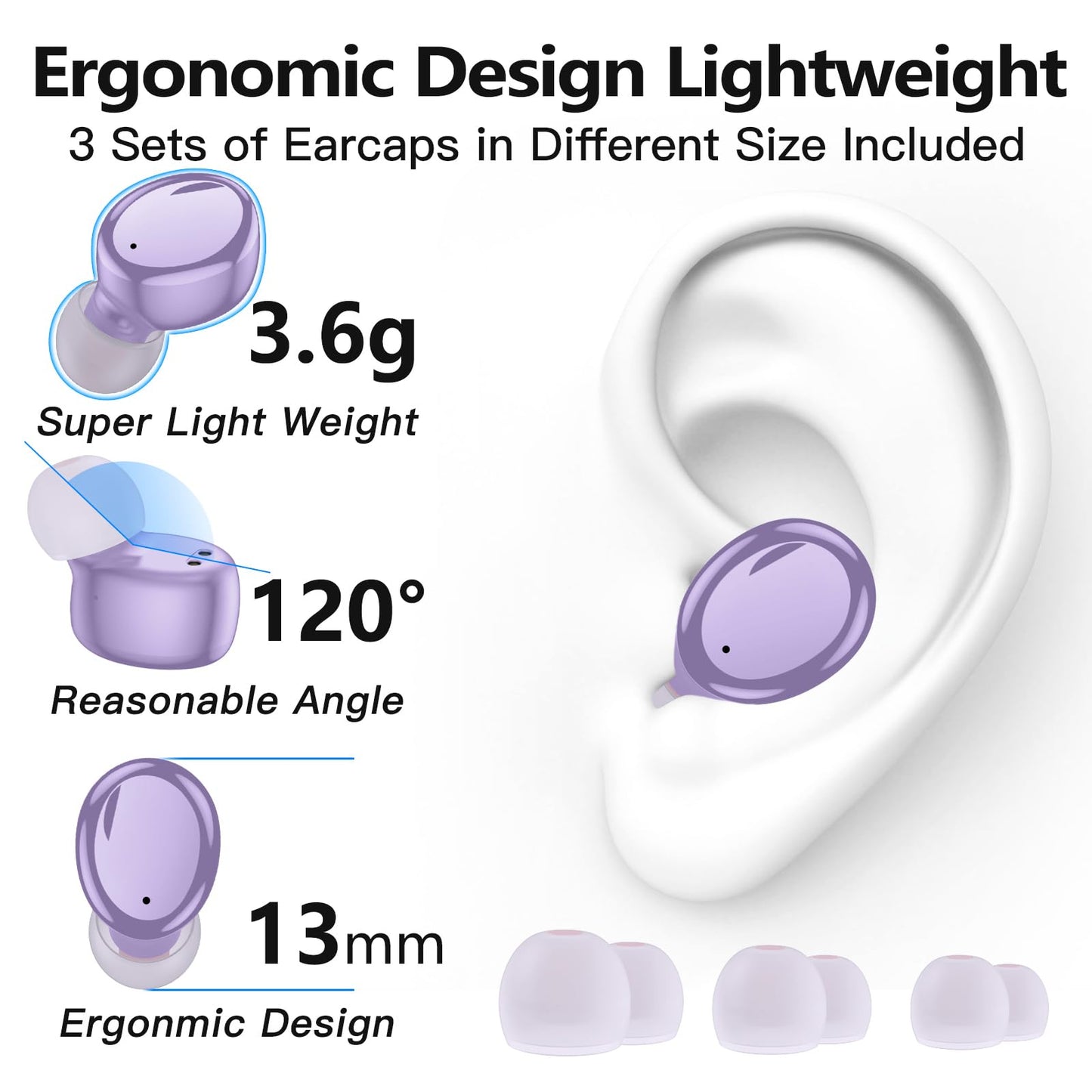 Kurdene True Wireless Earbuds Bluetooth 5.3 Lightweight Bass