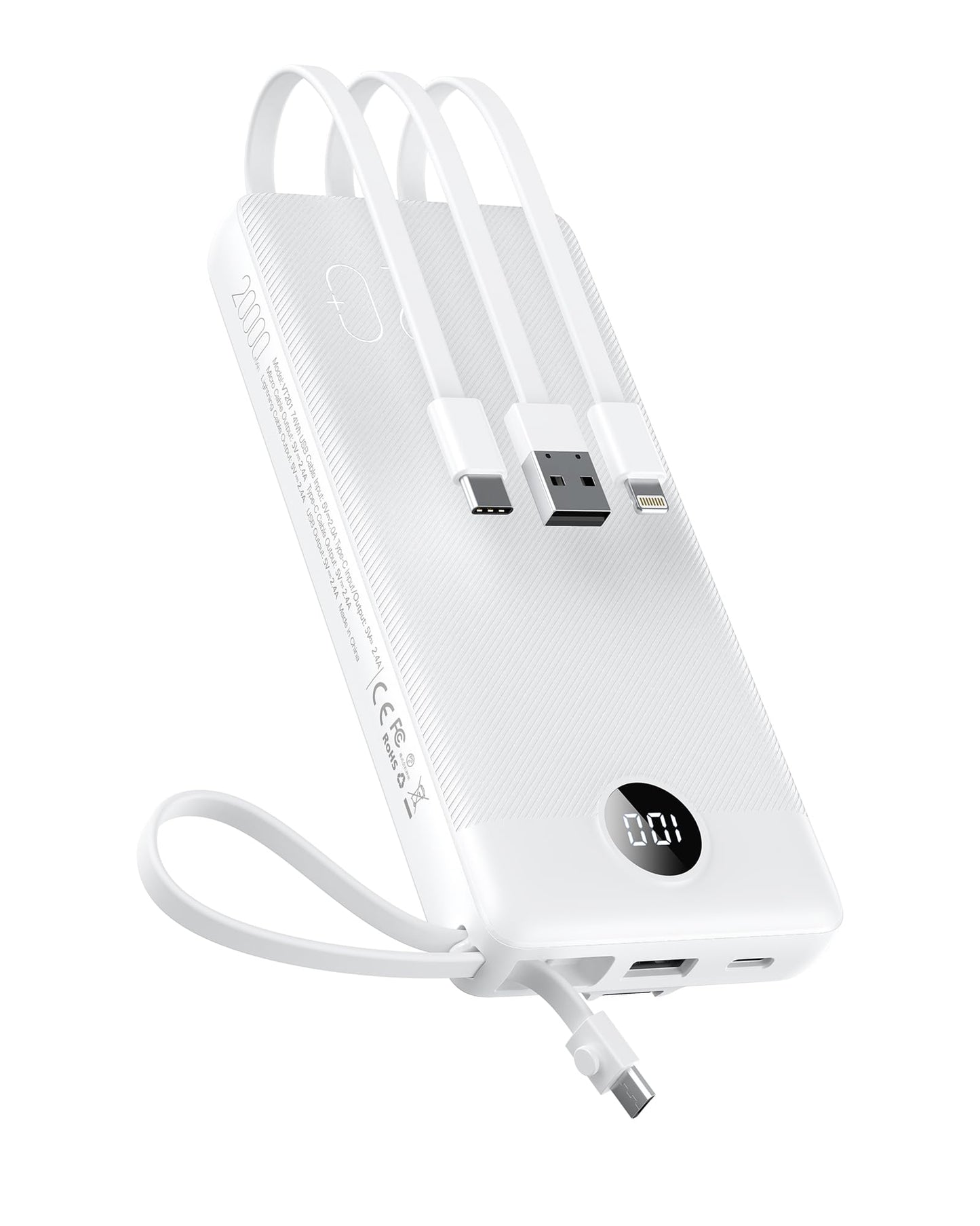 VEEKTOMX Portable Charger 10000mAh BuiltIn Cables Fast Charge