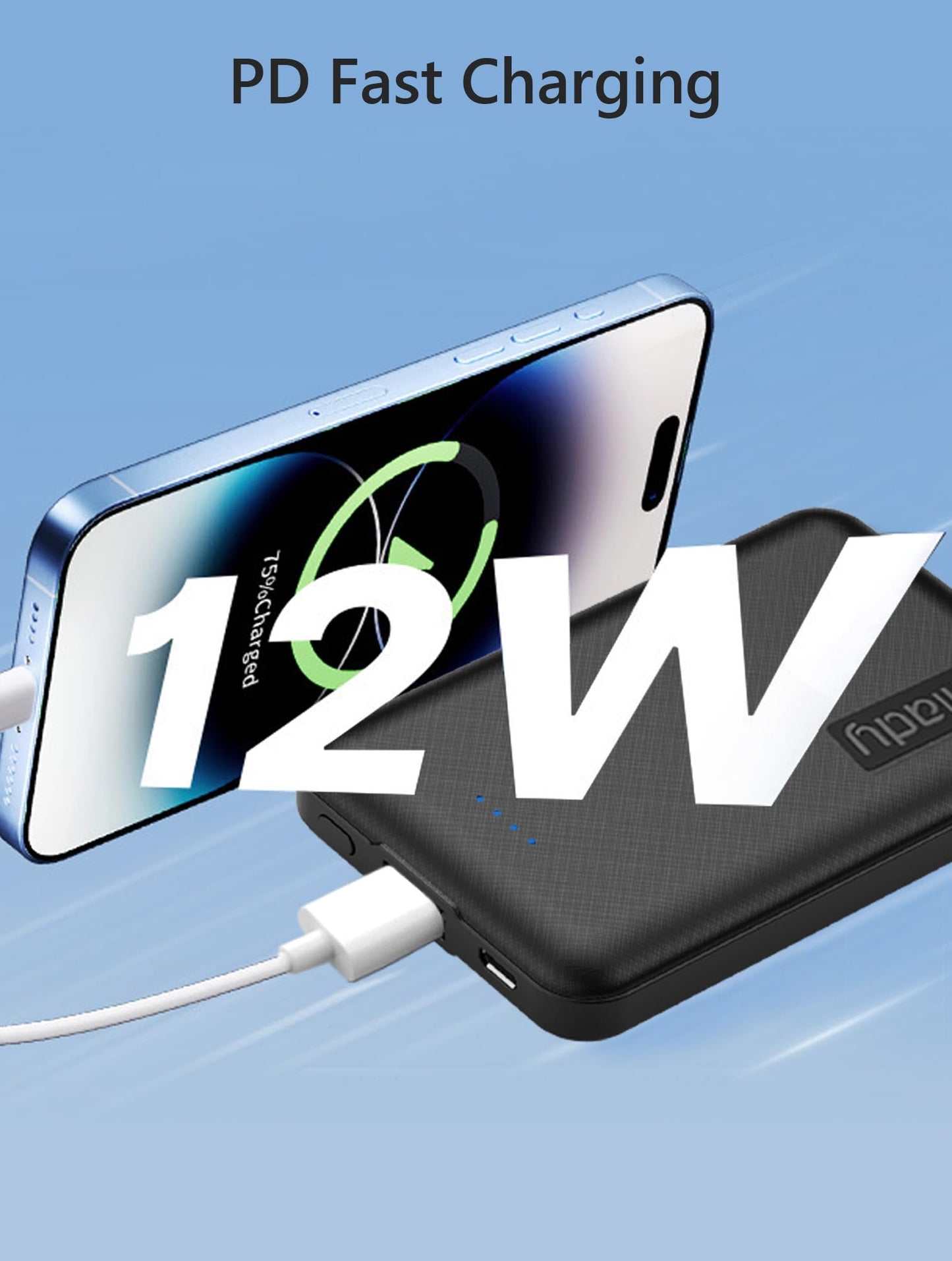 Miady 2 Pack 5000mAh Mini Portable Charger 5V USB C Output