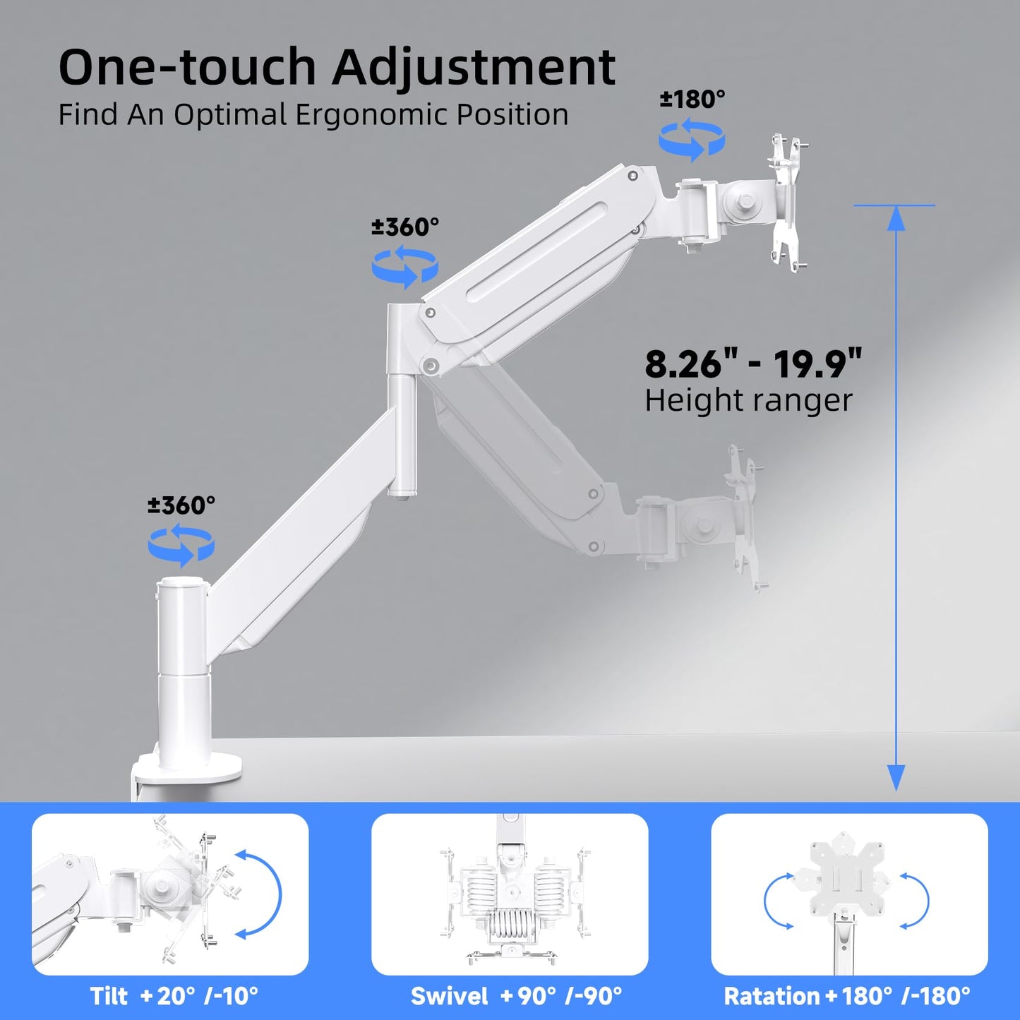Suptek Gas Spring Monitor Arm Desk Mount Fits 17 to 32 Inch