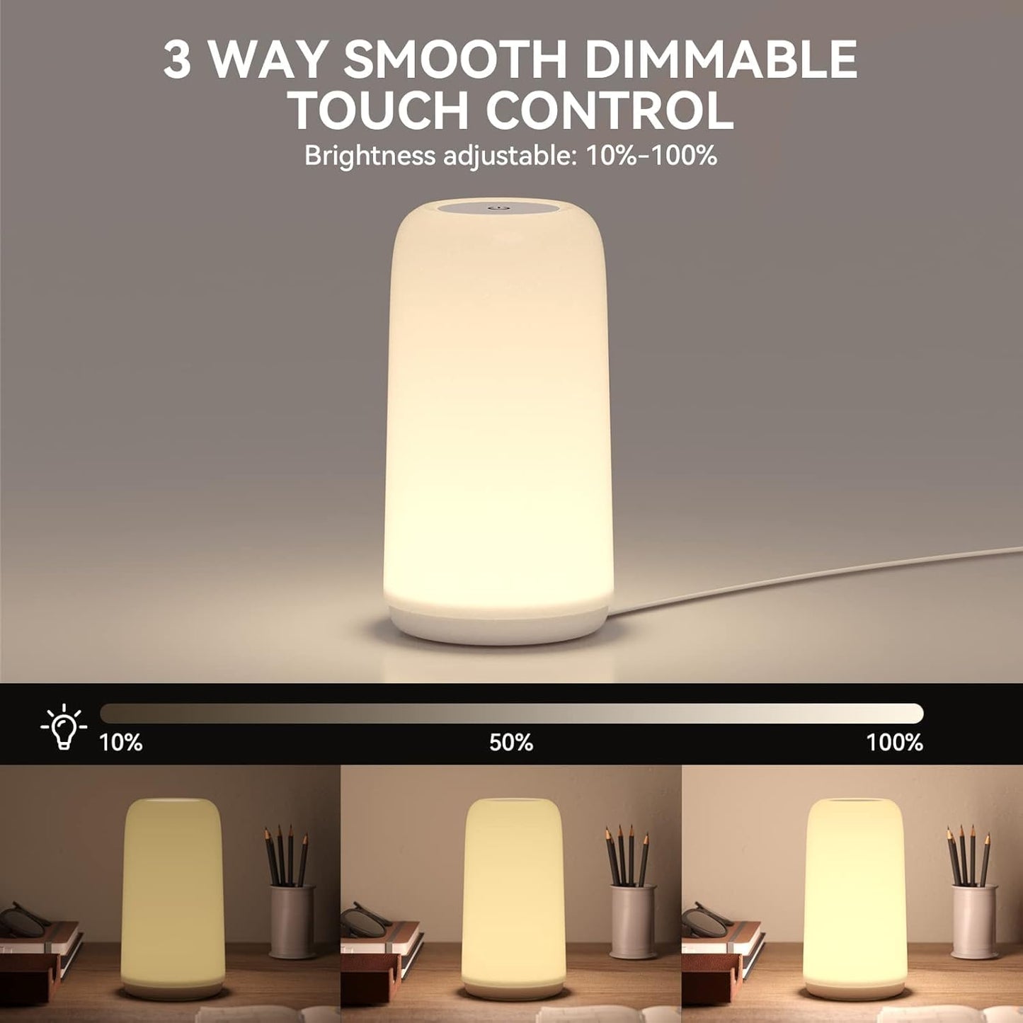 Touch Bedside Table Lamp Rgb 3 Way Dimmable Nightstand