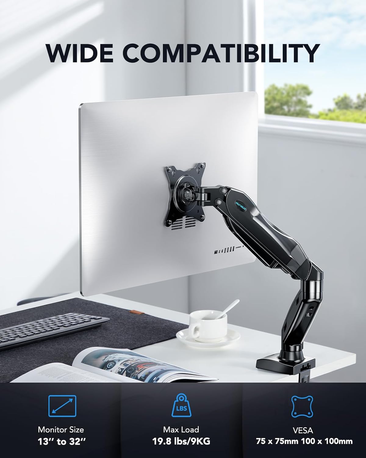 HUANUO Single Monitor Mount 13 To 32 Inch VESA Clamp Base