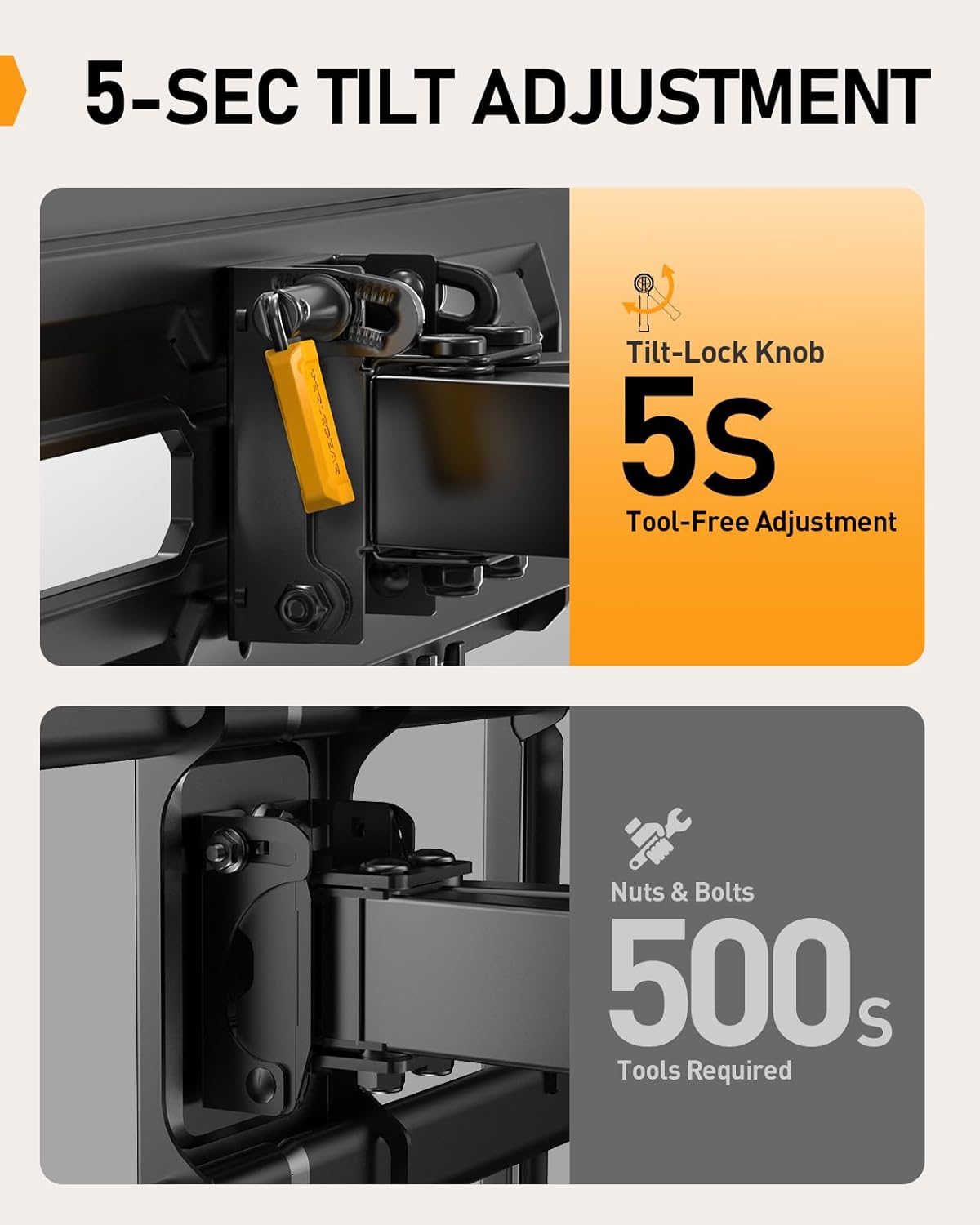 Perlegear Full Motion TV Mount For 32 To 65 Inch TVs 99 Lbs