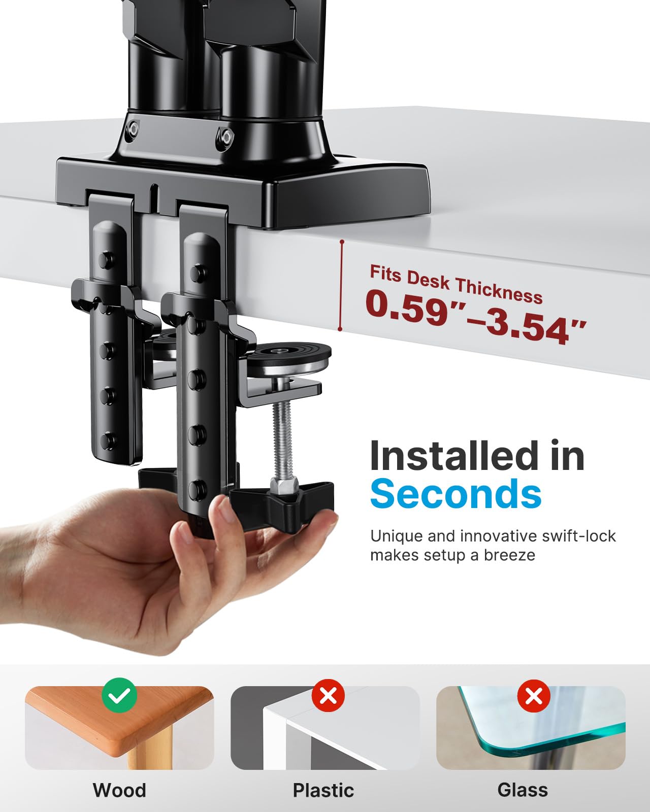 HUANUO Dual Monitor Stand 13 To 32 Inch VESA Desk Mount