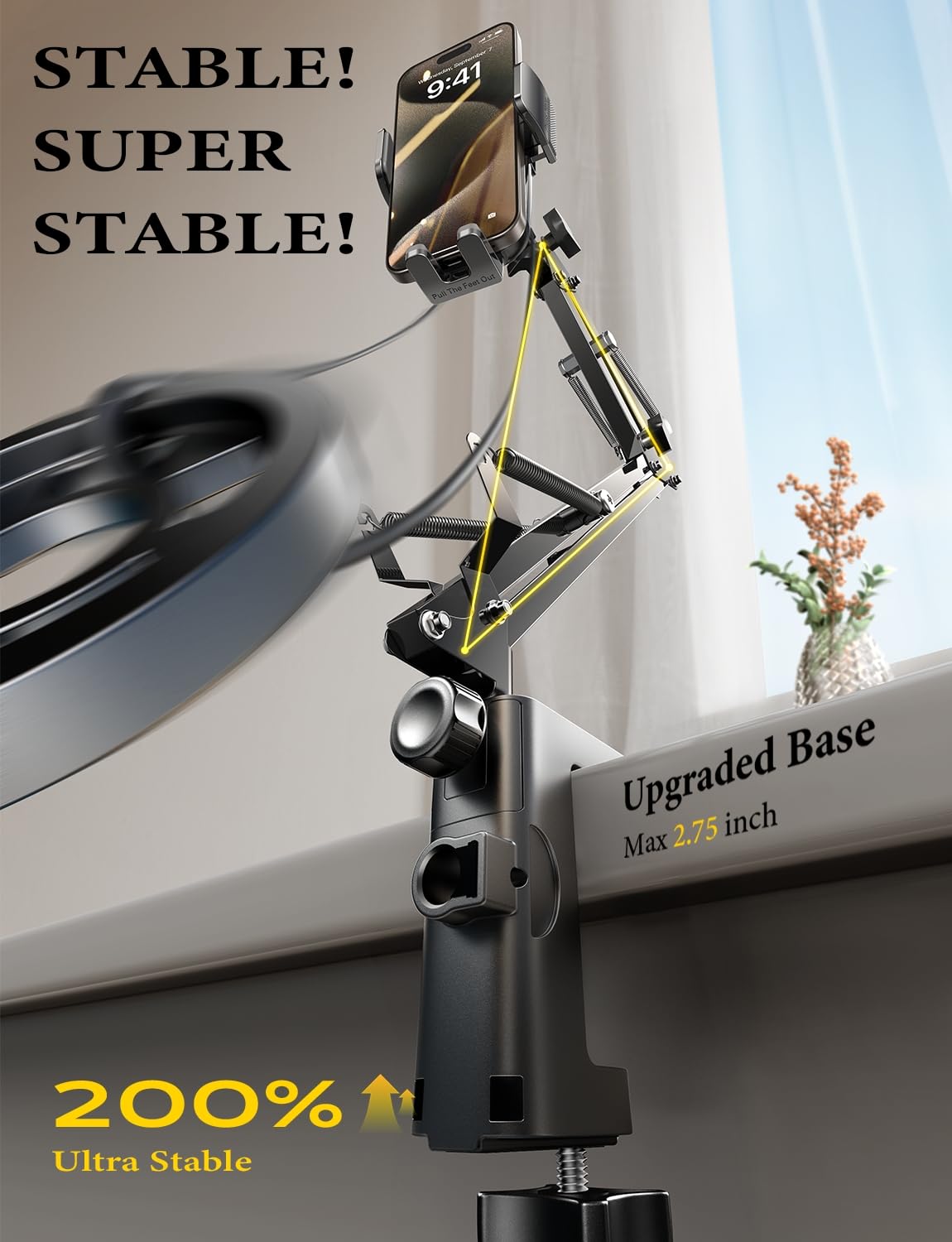 LISEN Gooseneck Phone Holder for Desk Bed 3rd Upgrade