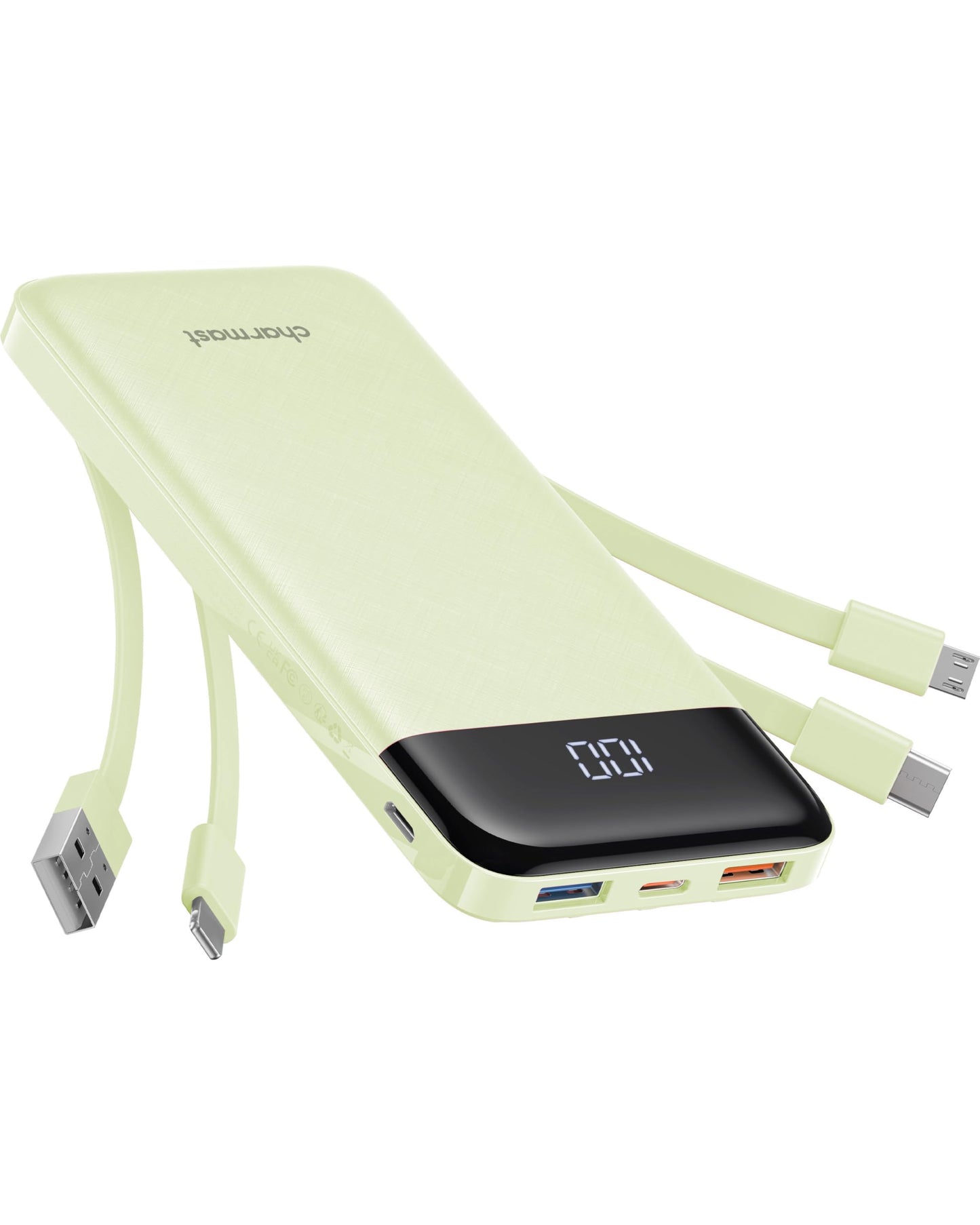 Charmast Slim 10000mAh Power Bank With Built In Cables