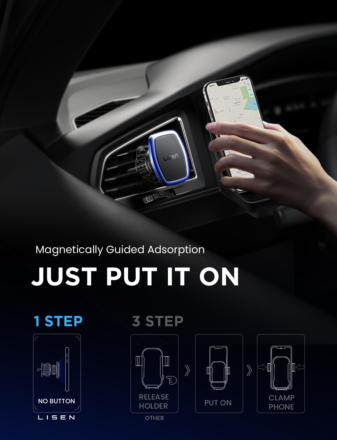 Lisen 2 Pack Magnetic Car Phone Mount For Vent 6 Magnets