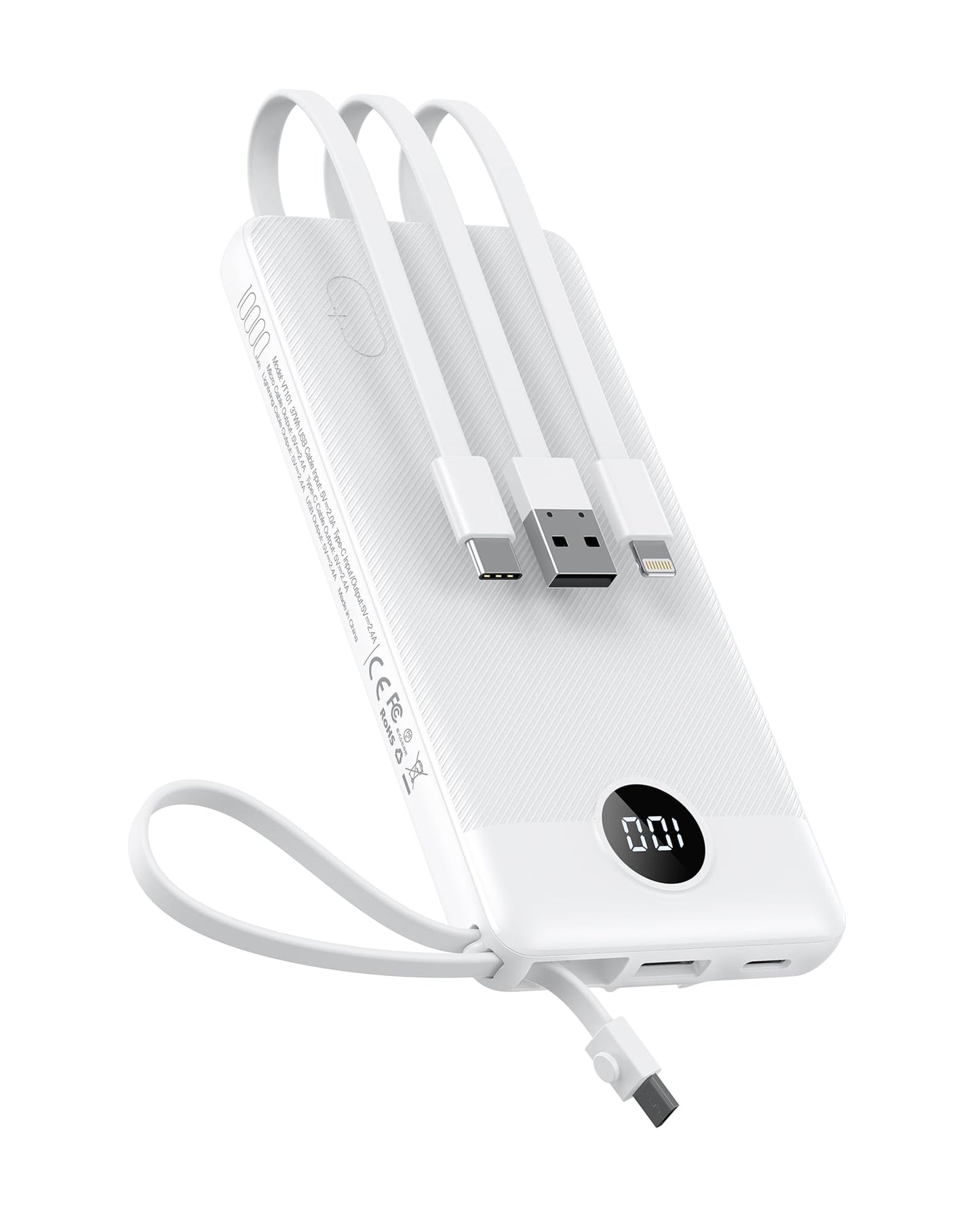 VEEKTOMX Portable Charger 10000mAh BuiltIn Cables Fast Charge