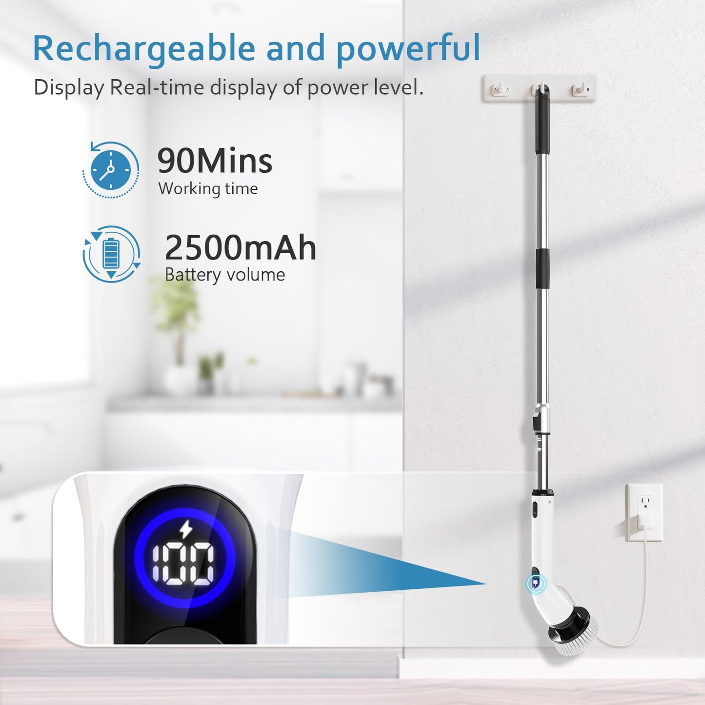 TUYU Electric Spin Scrubber Cordless IPX7 Waterproof