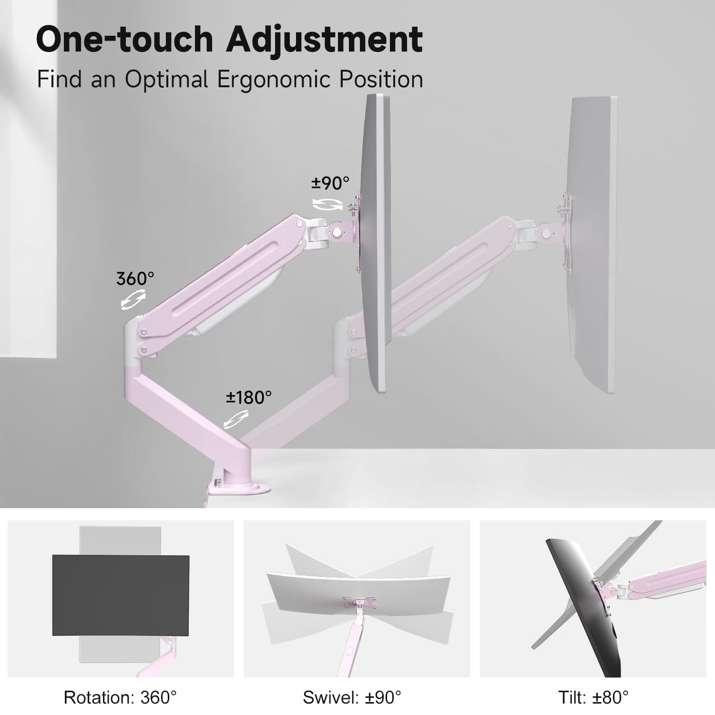 Suptek Gas Spring Monitor Arm Desk Mount Fits 17 to 32 Inch