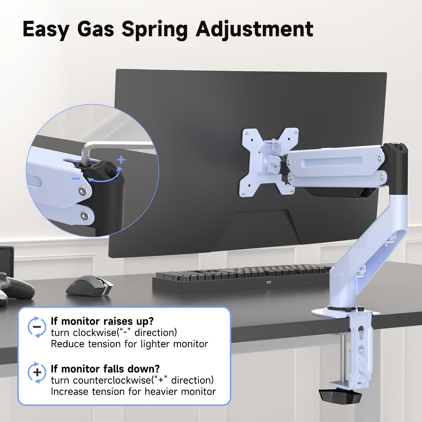 Suptek Gas Spring Monitor Arm Desk Mount Fits 17 to 32 Inch