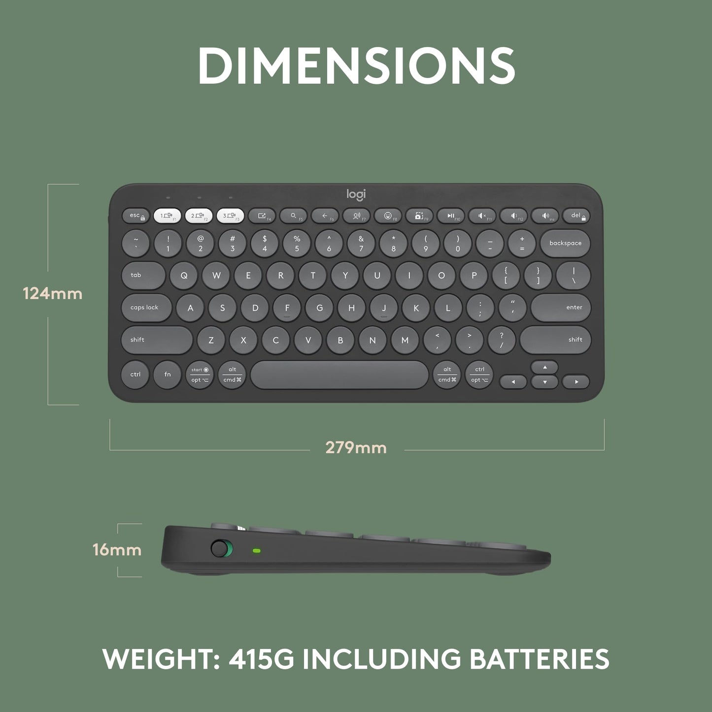 Logitech Pebble K380s Bluetooth Keyboard Slim Portable Design