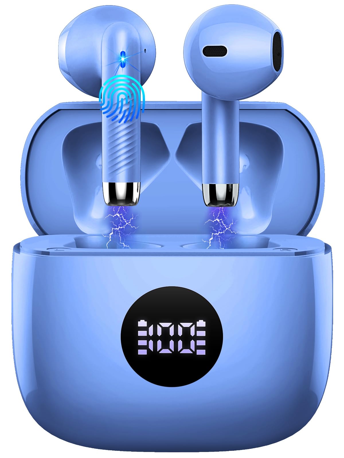 Wireless Earbuds, Bluetooth 5.4 Ear Buds LED Power Display Headphones Bass Stereo, Bluetooth Earbuds in-Ear Noise Cancelling Mic, 40H Playback Mini Case IP7 Waterproof Sports Earphones for Android iOS