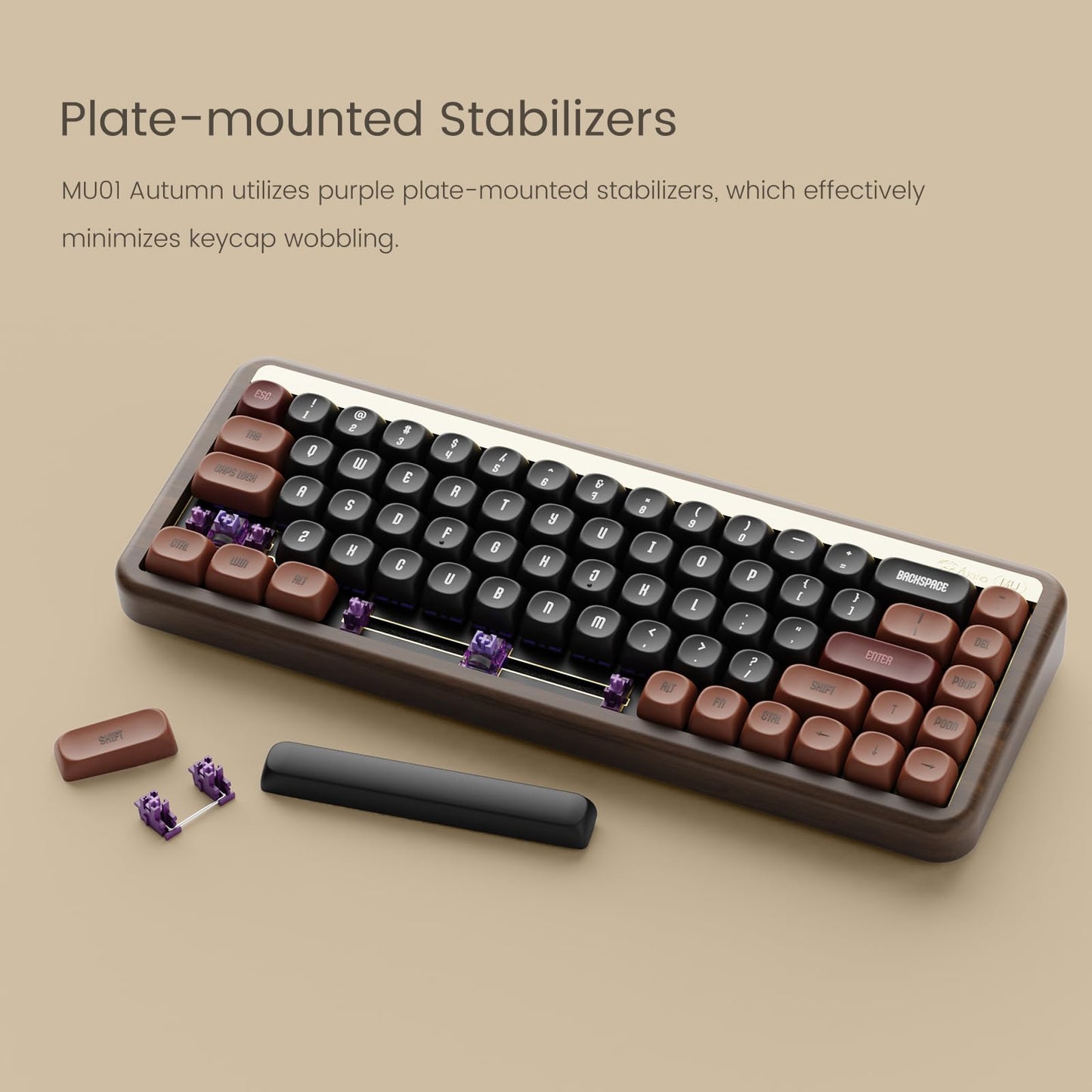 Akko Mechanical Gaming Keyboard With Walnut Case