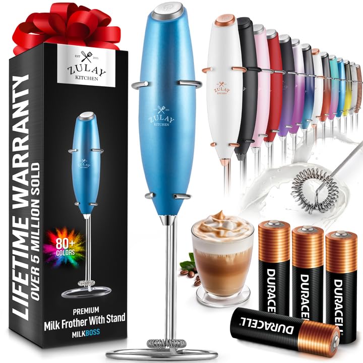 Zulay Milk Frother Wand Handheld Electric Whisk For Coffee