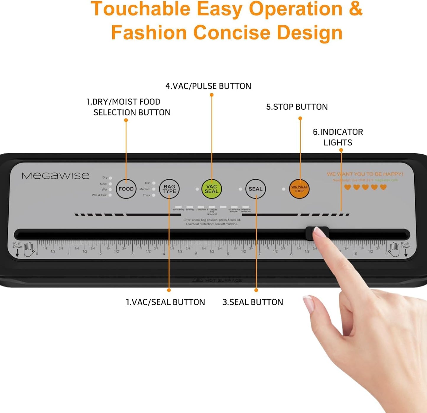 MegaWise Vacuum Sealer Machine With 80kPa Suction Power