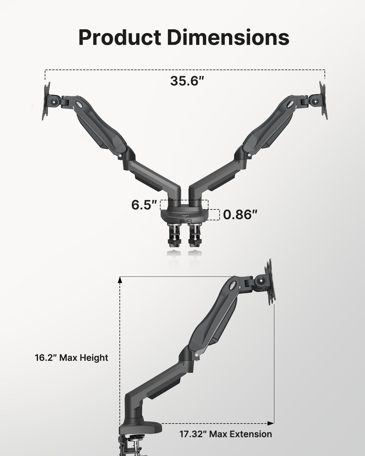 HUANUO Dual Monitor Stand 13 To 32 Inch VESA Desk Mount