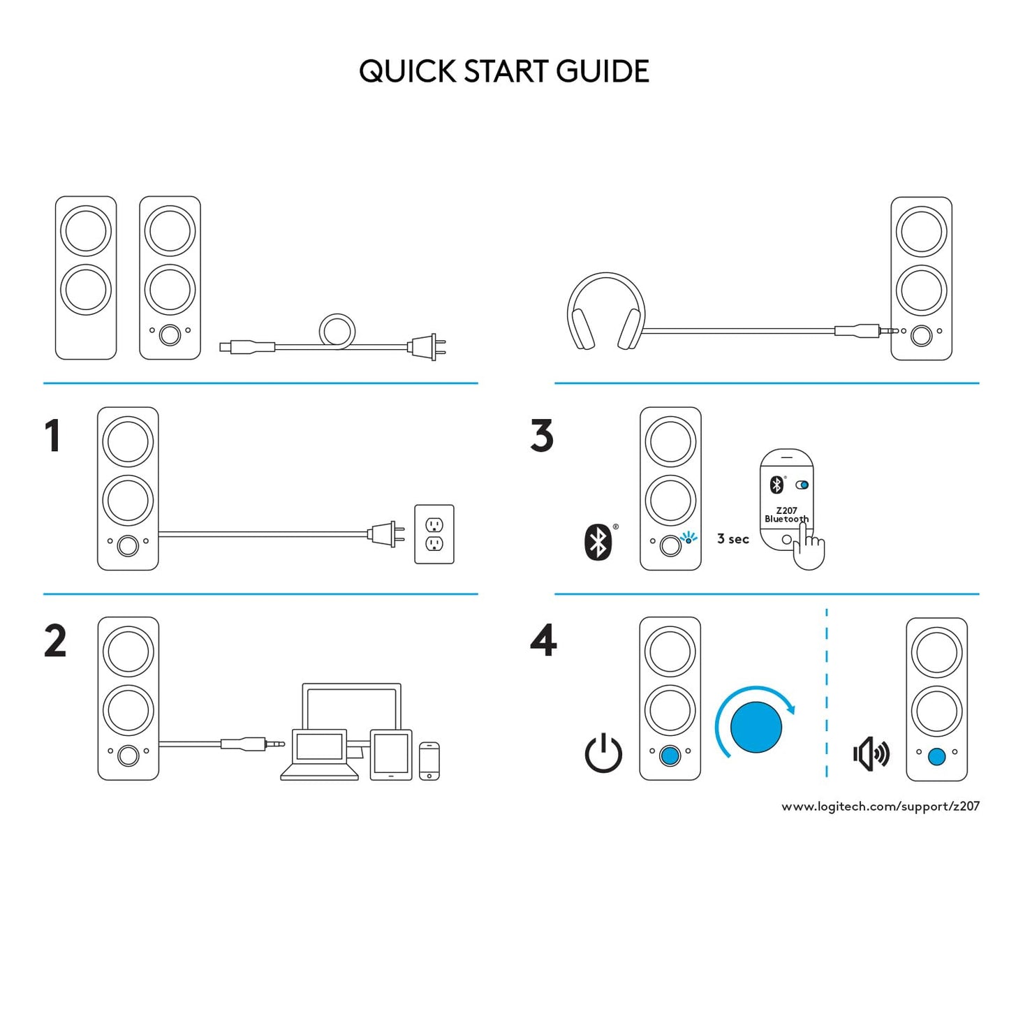 Logitech Z207 Bluetooth Computer Speakers for Rich Stereo Sound