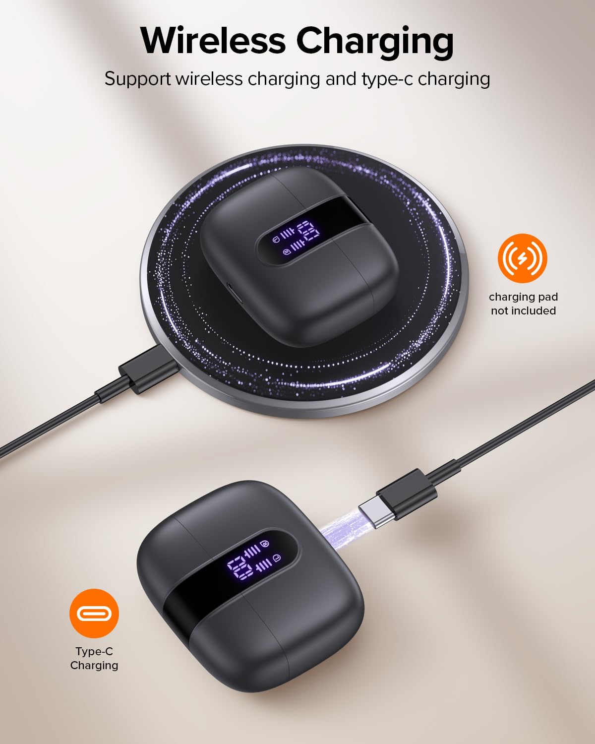 Tagry Bluetooth Earbuds True Wireless LED Power Display Case