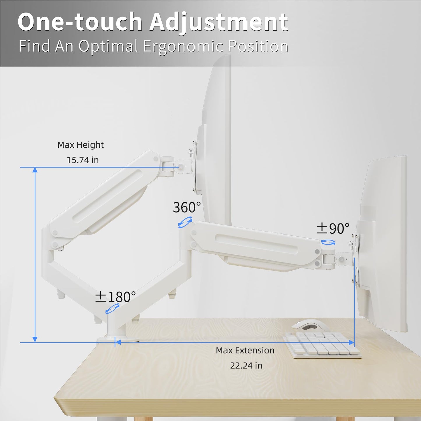 Suptek Gas Spring Monitor Arm Desk Mount Fits 17 to 32 Inch