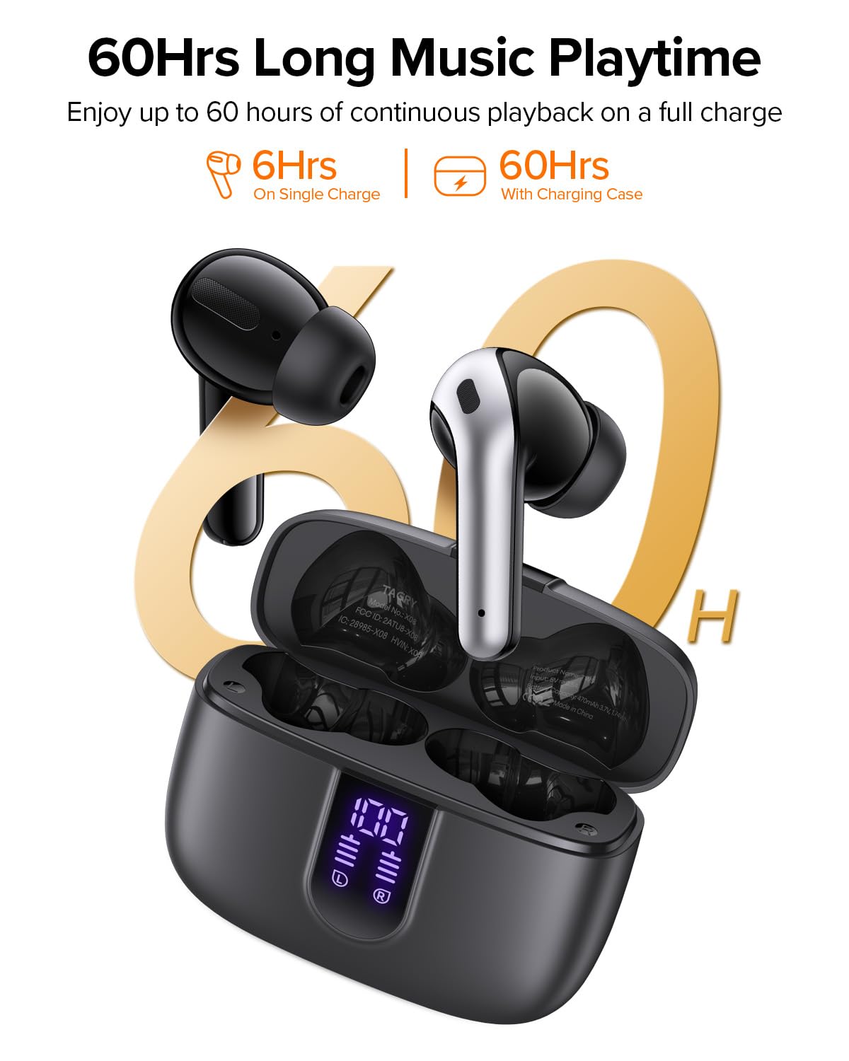 Tagry Bluetooth Earbuds True Wireless LED Power Display Case